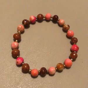 Pink and Brown Beaded Bracelet